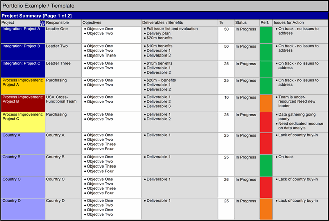 Program Plan Reporting - Project Summary Example in Swiftlight