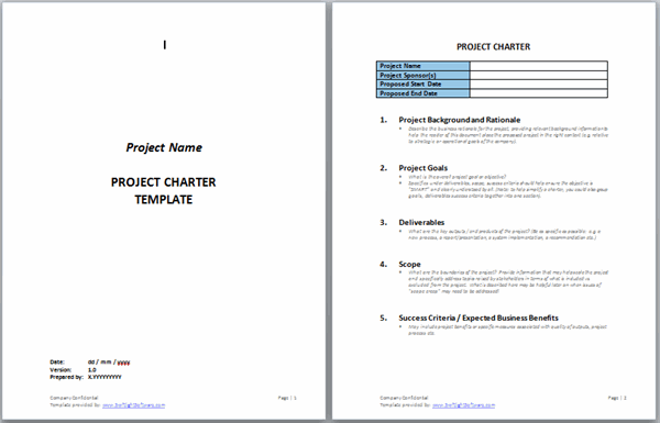 Project Charter Template Example